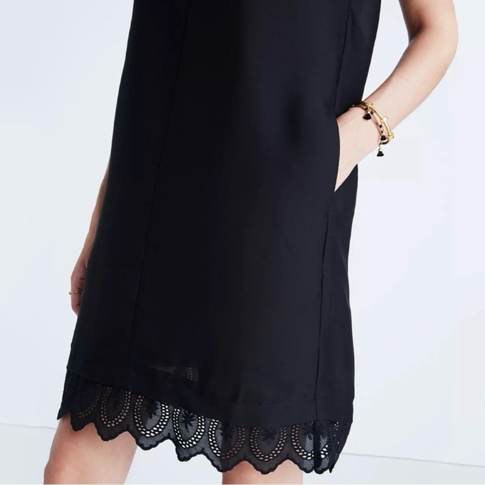 Madewell Women's Duskway Eyelet Black Mini Dress Pockets Lined Size Large - Picture 3 of 11